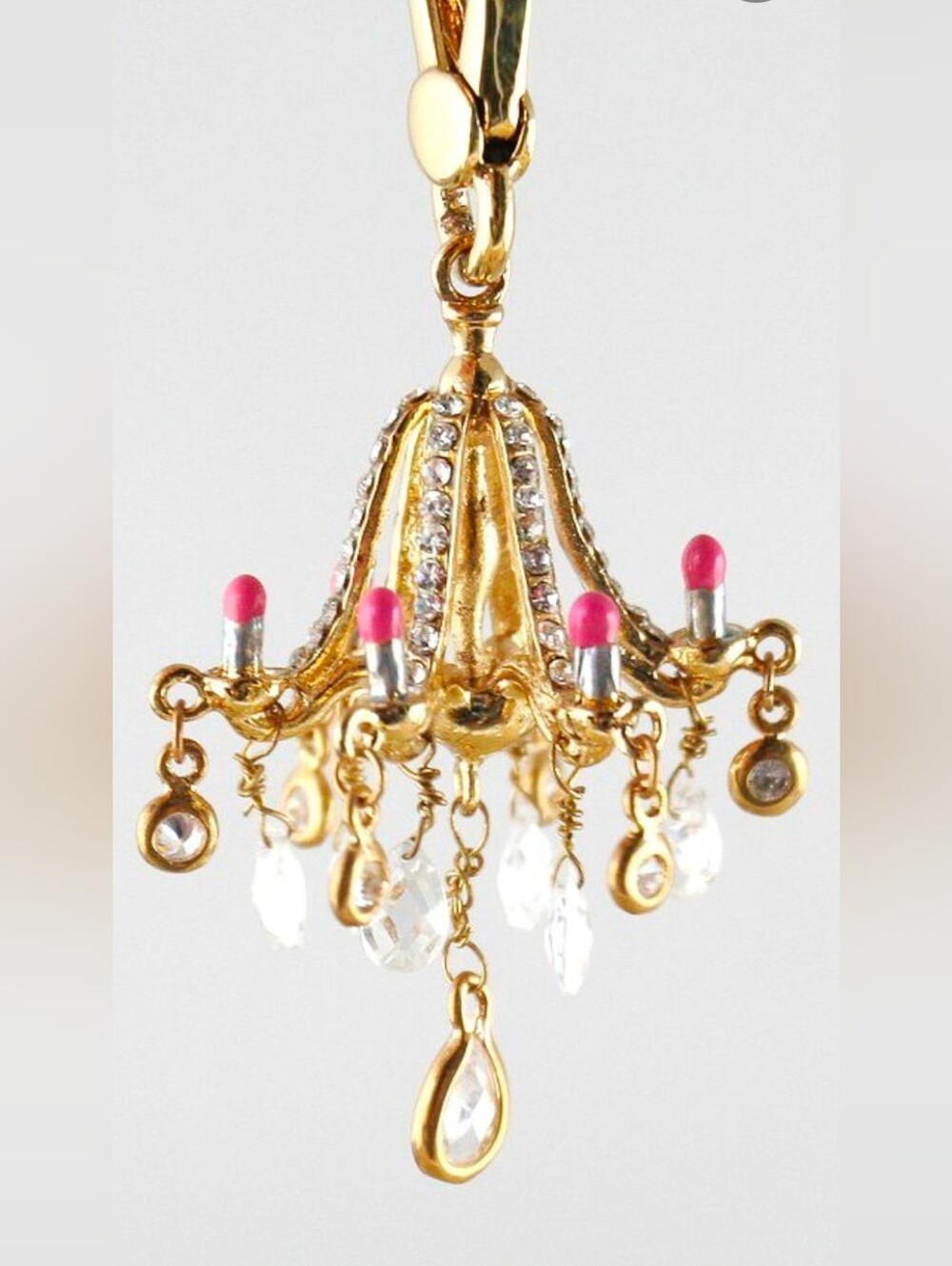 NWT 2007 JUICY COUTURE Gold Chandelier Charmwith Pink Accent